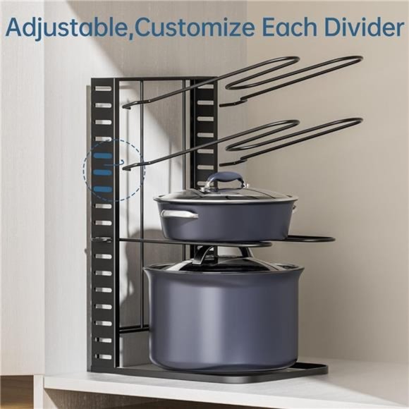Pots and Pans Organizer: Under Cabinet, Adjustable 8-Tier Pot Organizers - Picture 6 of 8